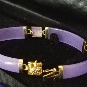 14K Gold Lavender Jade Bracelet